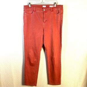 J Jill Denim Pants Jeans Size 14 Authentic Fit Slim Ankle Coral Stretch Preppy